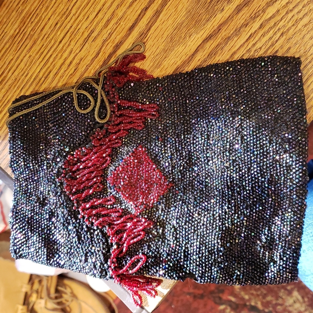 Antique beaded bag 8" X 6"